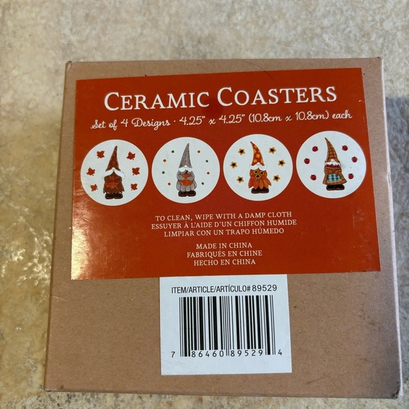 Ceramic Harvest Gnome Coasters New - Picture 1 of 2